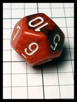 Dice : Dice - 12D - Chessex Half and Half Red Speckles with Red Speckles with White Numerals - Ebay Dec 2014